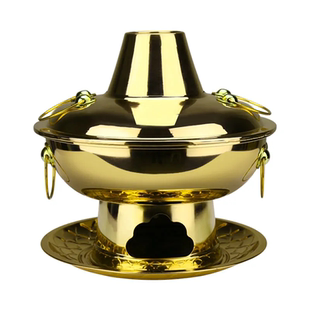 黄铜老式纯铜木碳手工火锅家用什锦锅新绛州商用内蒙古老炊锅暖锅