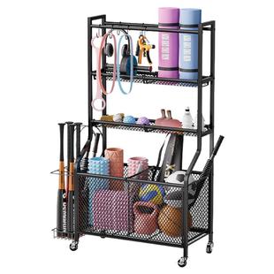 运动健身器材收纳架球类置物架泡沫轴瑜伽垫收纳筐体育用品收纳篮