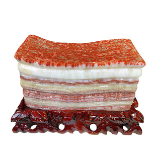 天然奇石矿石猪肉石摆件东坡肉红烧肉五花肉镇宅原石观赏石石头