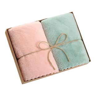 珊瑚绒毛巾干发帽礼盒2条装 套小伴手品礼回吸水不掉毛熊定制logo