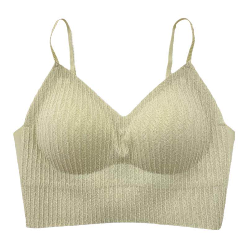 古妃新款麦穗蕾丝吊带乳胶棉小胸无钢圈内衣无痕中长款文胸罩女