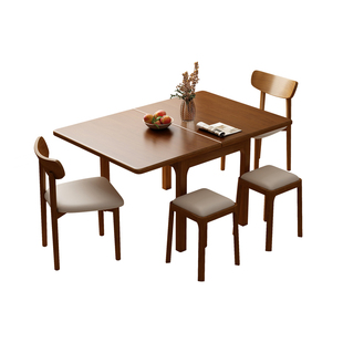 新中式全实木餐桌椅可折叠家用小方桌现代简约小户型客厅吃饭桌子