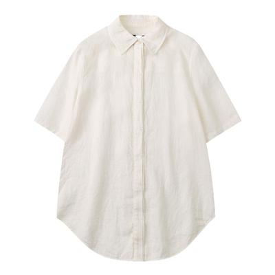 循环档案进口亚麻宽松短袖衬衫