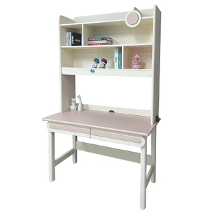 100%纯实木儿童学习桌椅套装家用写字桌学生学习书桌书架一体1.2