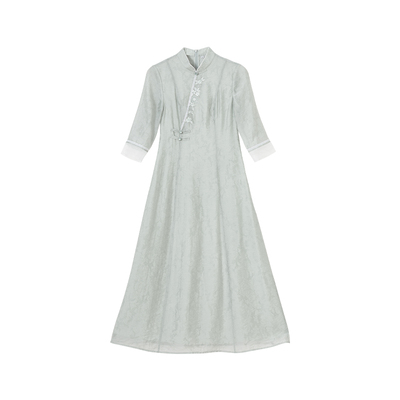茶服女夏中式改良旗袍文艺