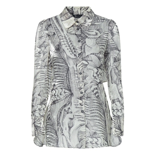 IDPAN女装长袖衬衫春季新款时尚减龄设计感艺术印花衬衣上衣