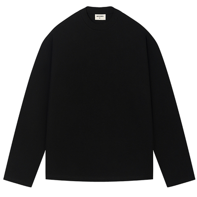 A3圆领小领口310g重磅微宽松落肩纯色全棉长袖t恤男内搭打底上衣