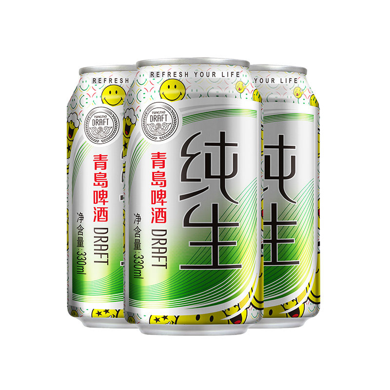 青岛纯生330ml口感鲜活啤酒卡纸