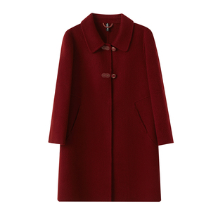 凯姿莎高贵中老年秋冬双面呢羊毛大衣女妈妈装呢子中长毛呢绒外套