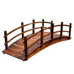 田园乡村花园户外小拱桥实木防腐木庭院露台装饰碳化木木桥景观桥