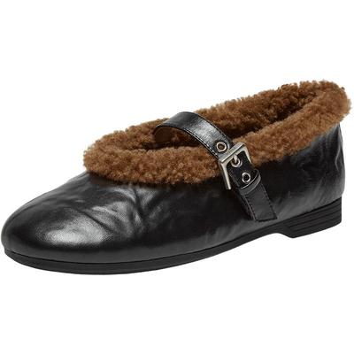 Bata羊皮书双重奏25冬商场复古加绒玛丽珍毛毛鞋软底单鞋AUO26DQ5