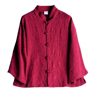 【苇素禅服】中式女装中国风棉麻提花上衣女2025新款春秋薄外套