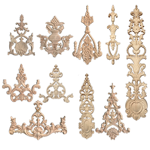 欧式实木贴花木雕花门心对花家具柜门贴花对角门心花片装饰木花片