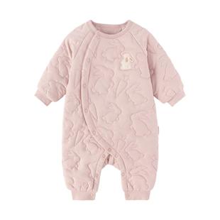 babylove婴儿连体衣秋冬季宝宝夹棉保暖哈衣爬服加厚居家棉袄棉服