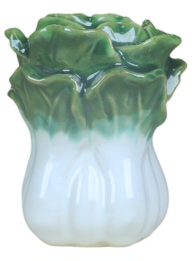 创意陶瓷白菜招财小摆件多肉小花盆水培花瓶花插笔筒工艺品装饰