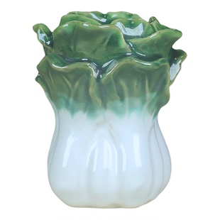 创意陶瓷白菜招财小摆件多肉小花盆水培花瓶花插笔筒工艺品装饰