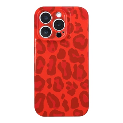 高级红色豹纹适用苹果17手机壳