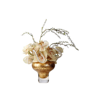 法式轻奢玻璃贴金箔高脚花瓶插花架空层酒店客厅茶几餐桌花艺摆件