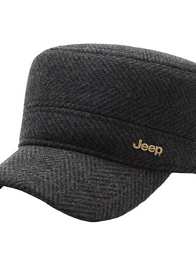 jeep吉普中老年人加绒保暖平顶帽