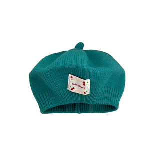 韩版婴儿春秋季可爱帽子女宝宝洋气针织帽儿童毛线时尚百搭贝雷帽