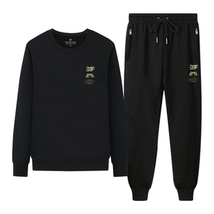 皮尔卡丹休闲运动套装男一套搭配外套卫衣卫裤修身秋冬季加绒衣服