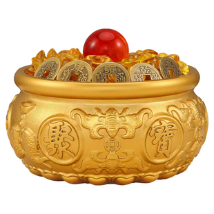 聚宝盆招财聚财纯铜摆件实心百福客厅店铺存钱罐黄铜米缸开业礼品