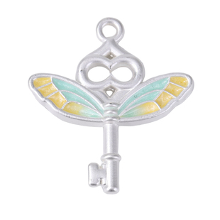 哑银滴油熊猫竹节荷花如意锁 合金仿玉石diy项链配件时尚百搭新款