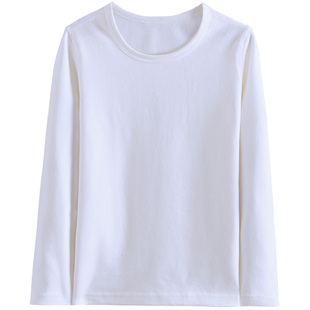 女童打底衫白色儿童紧身纯白舞蹈上衣男童大童长袖T恤内搭打底衣