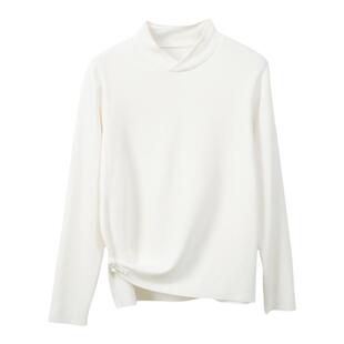 依翡丝德绒新中式打底衫女秋冬季外穿设计感轻国风文艺复古上衣女