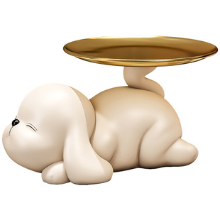 可爱狗狗托盘玄关钥匙收纳摆件入户进门口锁匙客厅鞋柜装饰品轻奢