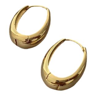 欧美气质金属耳环几何椭圆耳圈2023网红新款潮时尚耳扣个性耳饰女