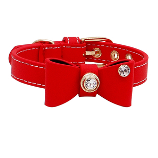 阿奇尔 大蝴蝶结真皮宠物项圈狗狗猫咪萌宠专属