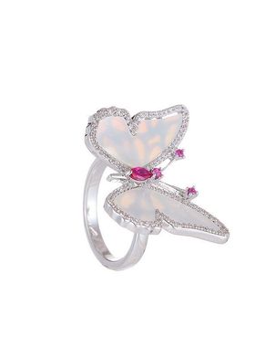 高级感精致天然母贝蝴蝶戒指轻奢小众开口食指戒个性百搭手饰指环