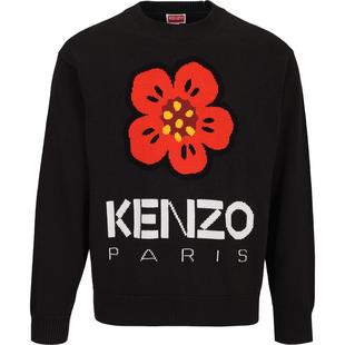 KENZO高田贤三男士2025新款全棉毛衣潮流海棠花春秋款纯棉针织衫