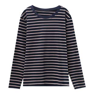 棉质t恤女长袖打底衫中年妈妈加肥加大码宽松显瘦减龄春秋装上衣