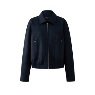 PRICH时尚小翻领肌理感短外套2026春季新款休闲利落箱型夹克女