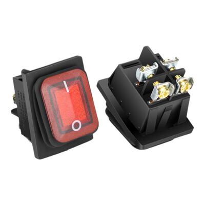 KCD4免焊防水船型开关4脚2档 16A翘板船形电源开关带灯螺丝接线