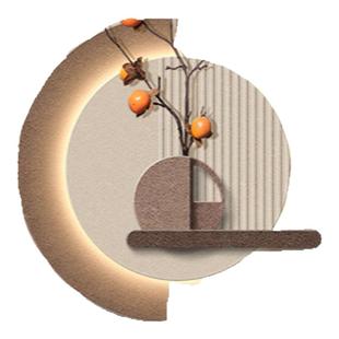 柿柿如意餐厅装饰画高级感餐桌饭厅背景墙挂画砂岩肌理客厅壁灯画