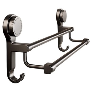 毛巾架卫生间免打孔置物架吸盘式墙上毛巾架子厕所浴室双毛巾挂杆