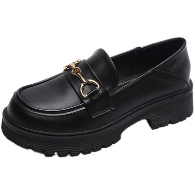 厚底小皮鞋女冬高级感2025新款软皮单鞋英伦乐福鞋大码女鞋41到43