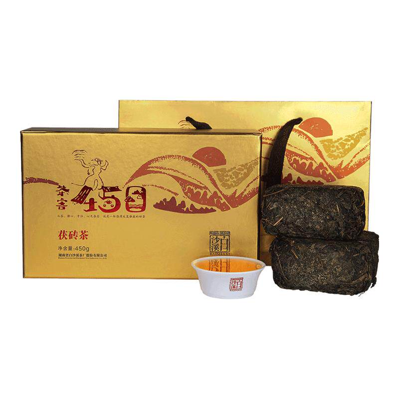 【618秒杀】湖南安化黑茶白沙溪黑砖花砖金花茯砖2012年布衣砖茶