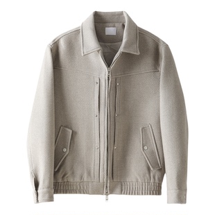 特价 解构分割铆钉拼接设计呢料短外套羊毛混纺肌理感口袋夹克男