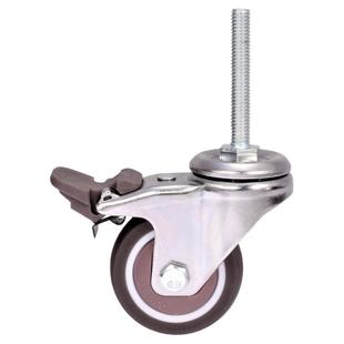(4只装)加长丝杆2寸螺丝轮M8*50家具配件万向轮带刹车静音橡胶轮