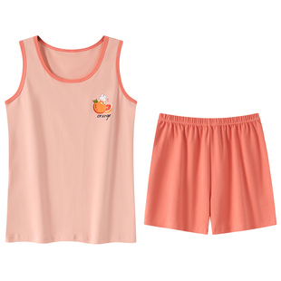 背心女士带胸垫睡衣纯棉一体系韩版休闲家居服可外穿闺蜜两件套装