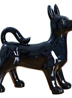 黄色一对陶瓷生肖狗摆件招财风水可爱小狗补角旺财客厅家居装饰品