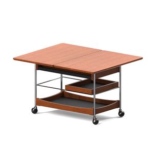 出乎生活家具缪斯折叠茶几客厅家用黄杨木移动小推车沙发边几桌子