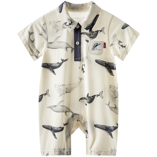 [砂海迷鲸]aqpa爱帕婴儿衣服莫代尔夏季薄款宝宝连体衣哈衣外出服