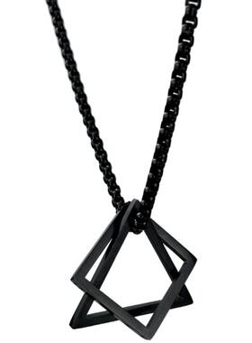 三角形正方形几何潮男女钛钢项链
