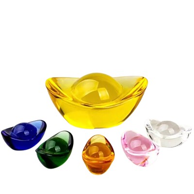 水晶琉璃彩色水晶元宝招财