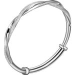 老银匠s999足银莫比乌斯环年轻款银手镯女士纯银推拉式实心银手环